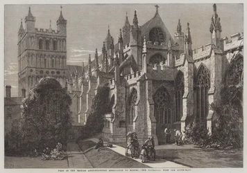 Besuch der British Archaeological Association in Exeter, die Kathedrale von Südosten